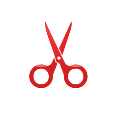 Vibrant Red Scissors Tool Graphic on Black Background for Cutting and Craft Projects