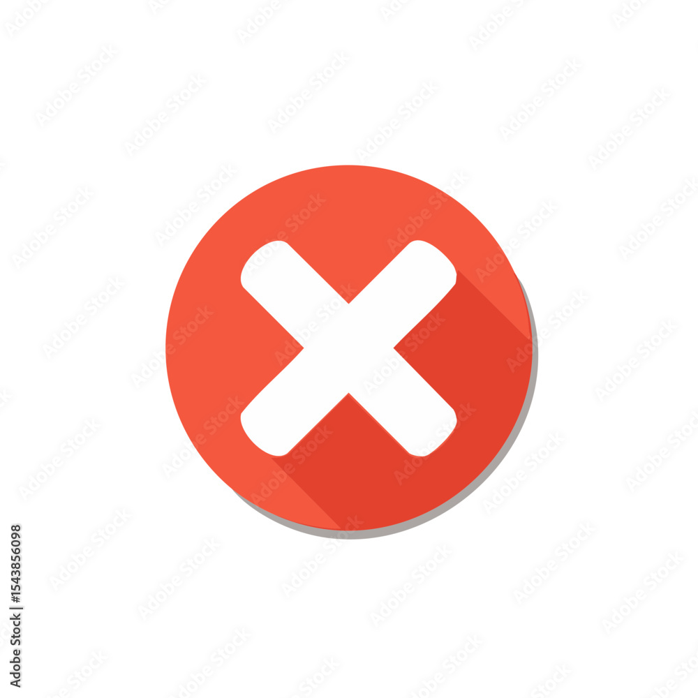 Aufkleber flat design icon of an x mark inside a red circle on a black background
