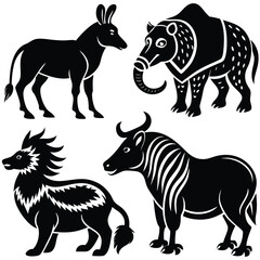 Ancient Extinct Animals Majestic Creatures of the Past, Illustrated in Elegant Black and White