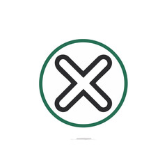 Obraz premium Dark X Symbol in Green and White Circle on Black Background, Checkmark Denial, Error