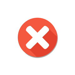 Obraz premium Flat Design Icon of an X Mark Inside a Red Circle on a Black Background