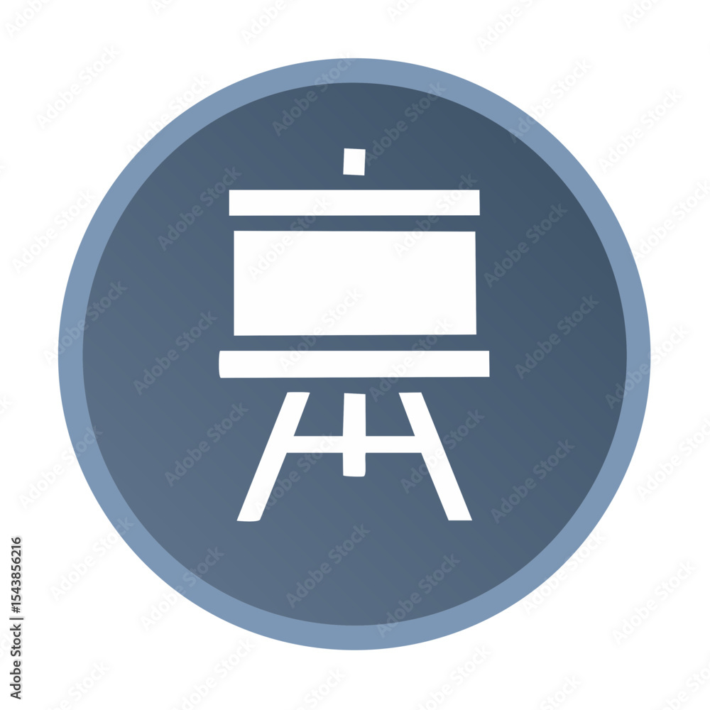 Poster isolated easel icon inside circle graphic design symbol on dark background