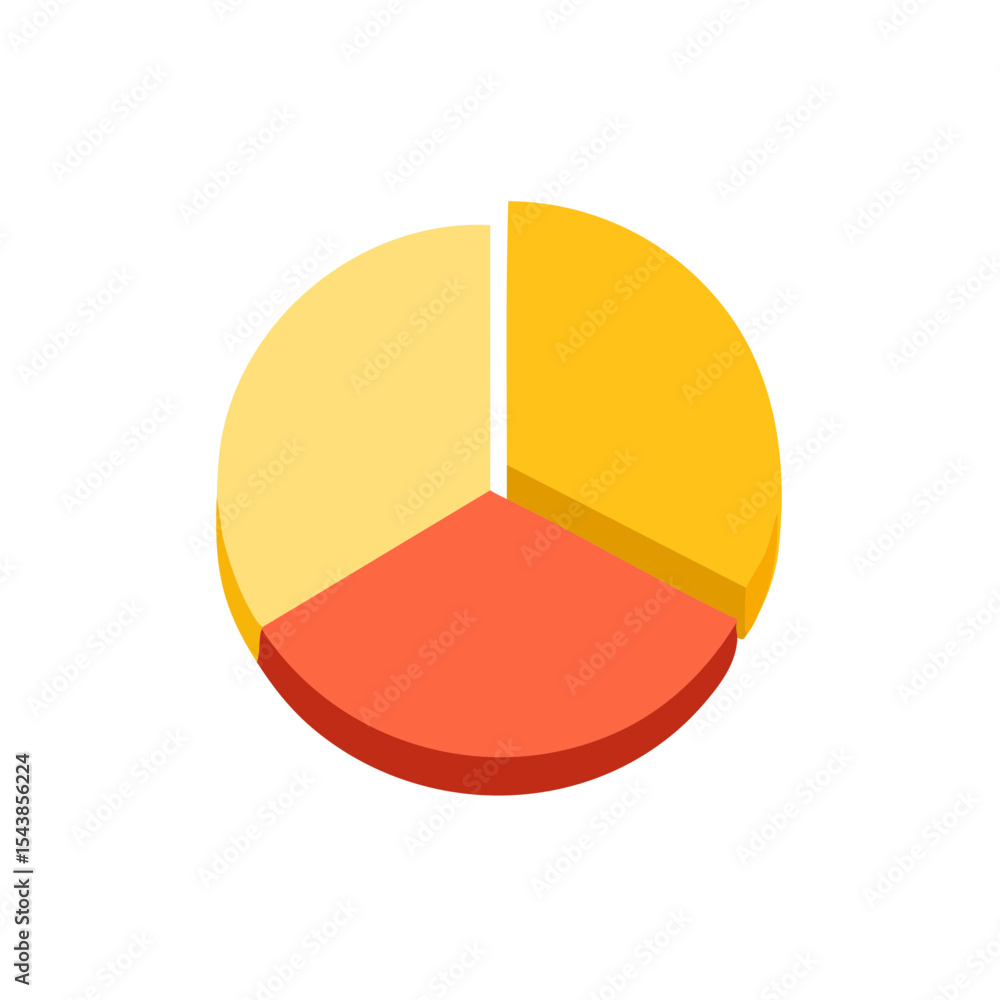 Poster isometric pie chart depicting data analysis with different colored segments against black background