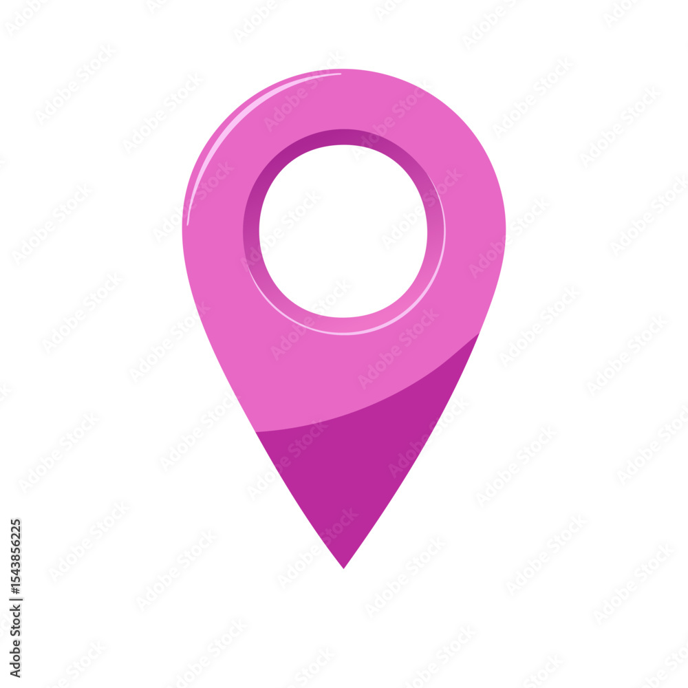 Poster pink location pointer symbol guiding navigation and positioning on black background