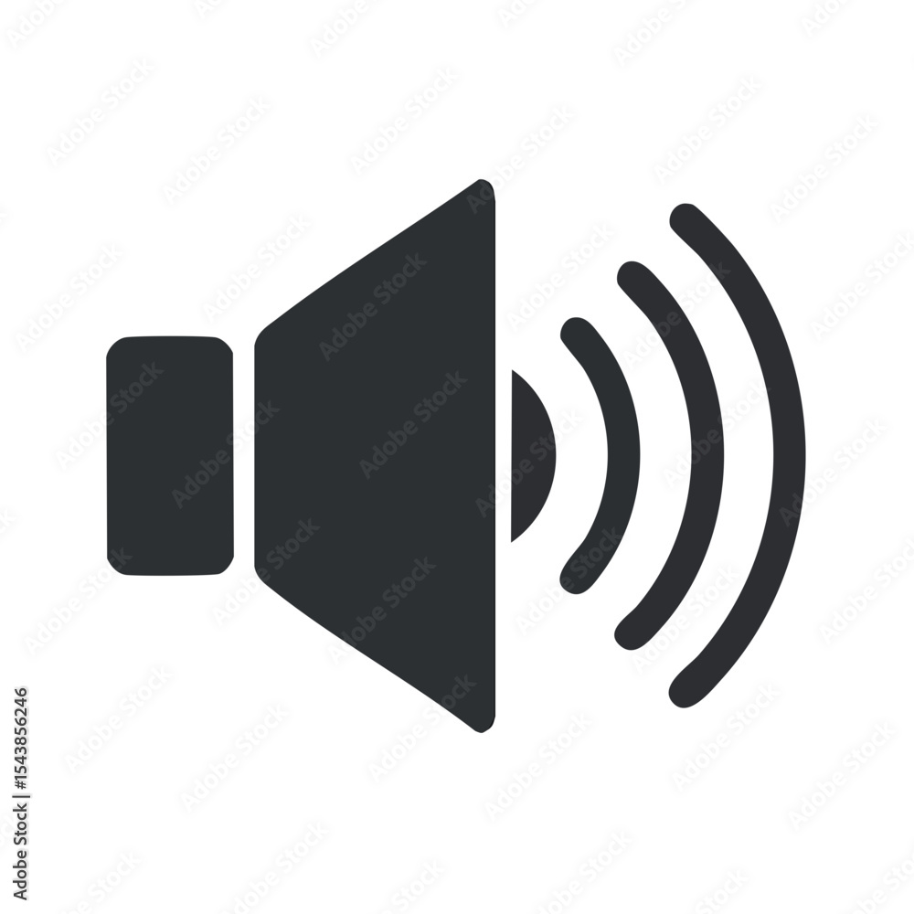 Poster audio speaker with sound waves icon for digital communication or multimedia design projects