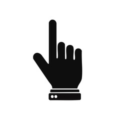 Obraz premium Hand Pointing Up Icon on Dark Background, Click Symbol, Choice Concept