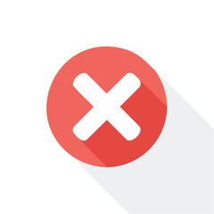 Obraz premium Red Circle with White X Symbol Isolated Against Black Background Cancel or Reject Icon