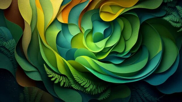 Abstract green fractal pattern inspired by nature and plant textures,  4k Animation video