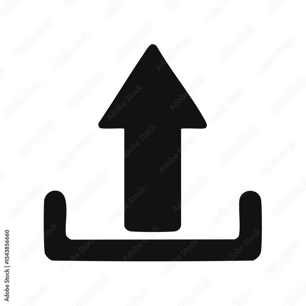 Poster doodle style upload icon symbol in black, showing progress and file transfer