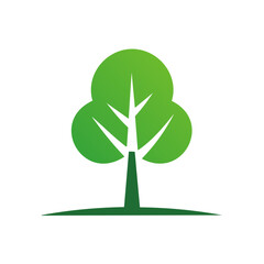 Simple Green Tree Illustration on Black Background, Nature and Environment Concept