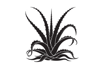 Stylized black silhouette of an agave plant