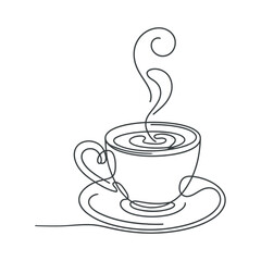 One Line Drawing of a Hot Coffee Cup with Steam