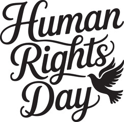 Typography Calligraphy Design of the text Human Rights Day in silhouette Vector Art 