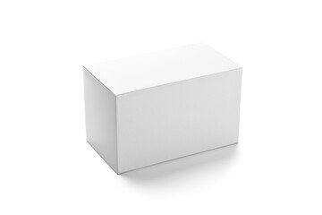 A simple white rectangular box with a smooth surface, ideal for packaging or storage purposes.