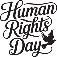 Typography Calligraphy Design of the text Human Rights Day in silhouette Vector Art 