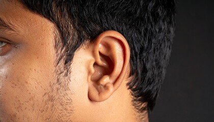 Mans ear with closeup profile.