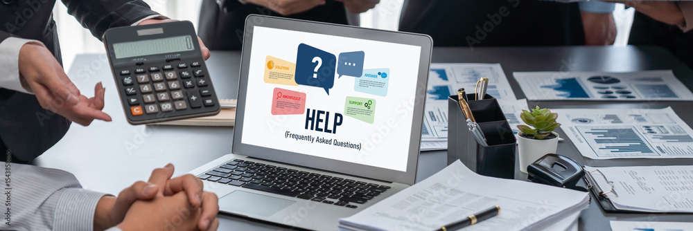 Poster help screen on the website provide answer to faq frequently asked question brisk with knowledge info