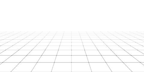 Technology wireframe landscape. Vector perspective grid. Digital space. Mesh on a white background.