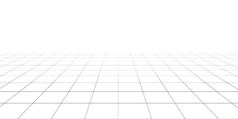 Technology wireframe landscape. Vector perspective grid. Digital space. Mesh on a white background.