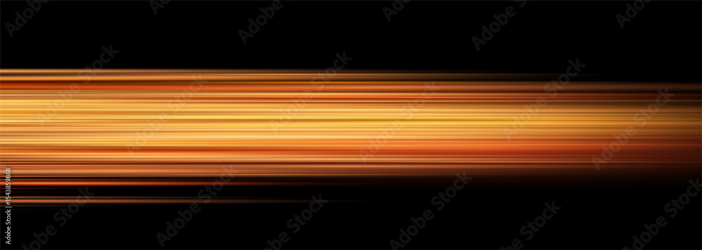 Aufkleber Black and orange modern abstract background with yellow glowing stripes of light. Movement and high-speed light effect with flowing in motion. Vector illustration