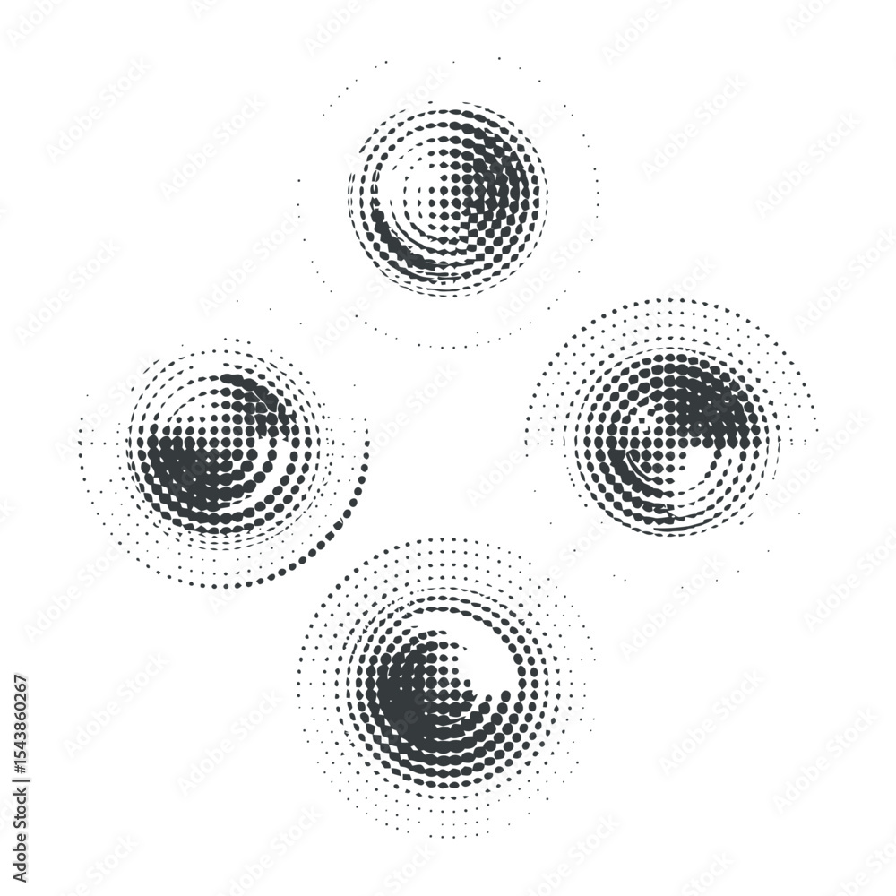 Poster abstract halftone circles design in grayscale