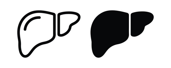 Liver Icon Set Outline Filled Human Organ Anatomy Medical Graphic Design Element
