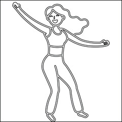 Single line drawing woman arms outstretched illustration
