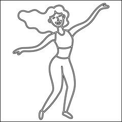 Single line drawing of a woman with outstretched arms