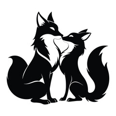 "Romantic Fox Silhouette Art – Love Couple Foxes Vector Illustration"