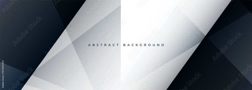 Poster black and white modern abstract background with geometric polygonal shapes. vector illustration wide