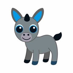 Cute cartoon donkey illustration isolated on white background