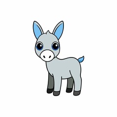 Cute cartoon donkey illustration isolated on white background