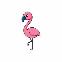 Cute cartoon flamingo illustration isolated on white background