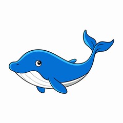 Cute cartoon whale illustration isolated on white background