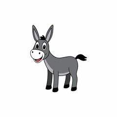 Cute cartoon donkey illustration isolated on white background