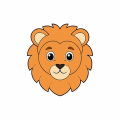 Cute cartoon lion head isolated on white background