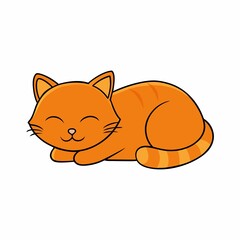 Cute orange cat sleeping cartoon isolated on white background