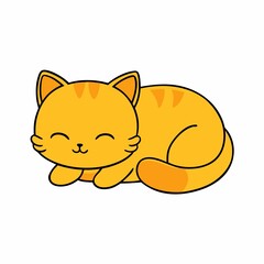 Cute orange kitten sleeping cartoon isolated on white background