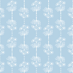 Doodle floral print. Primitive minimalist vector seamless pattern. Delicate flowers in boho style.