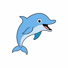 Happy cartoon dolphin isolated on white background