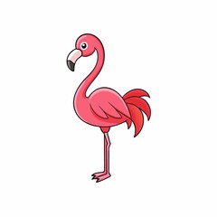 Cute cartoon flamingo illustration isolated on white background