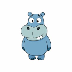 Cute cartoon hippopotamus illustration isolated on white background