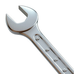 Fototapeta premium Spanner wrench tool for repair and maintenance silver metal isolated on black background close up shot