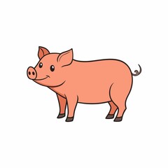 Cute cartoon pig illustration isolated on white background