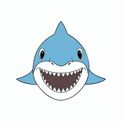 Cartoon shark face isolated on white background