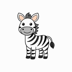 Cute cartoon zebra illustration isolated on white background