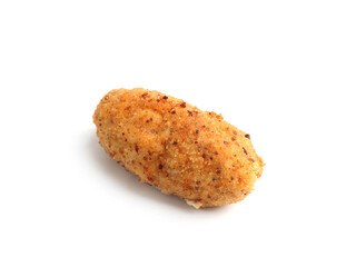 One tasty fried croquette isolated on white