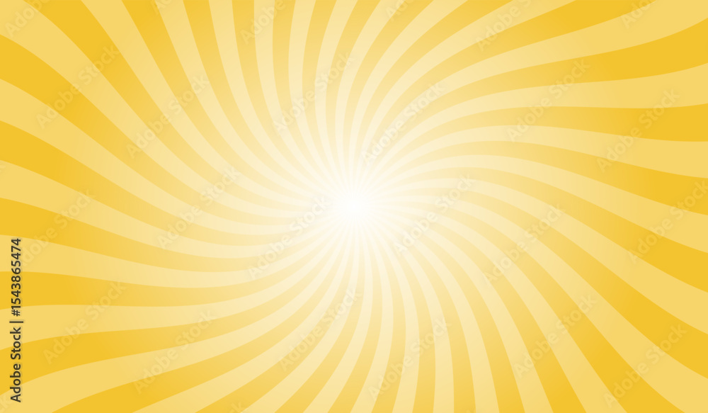 Aufkleber abstract swirl yellow background with rays retro starburst. radial spiral stripes backdrop. comic de