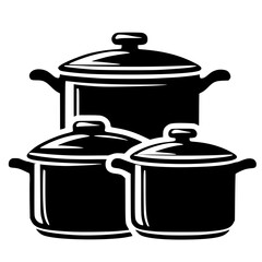 cooking pots isolated on white