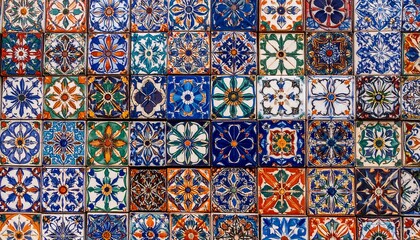 Colorful ceramic tile mosaic wall.